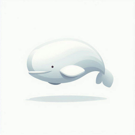 Illustration of a cute cartoon whale isolated on a white background.のイラスト素材