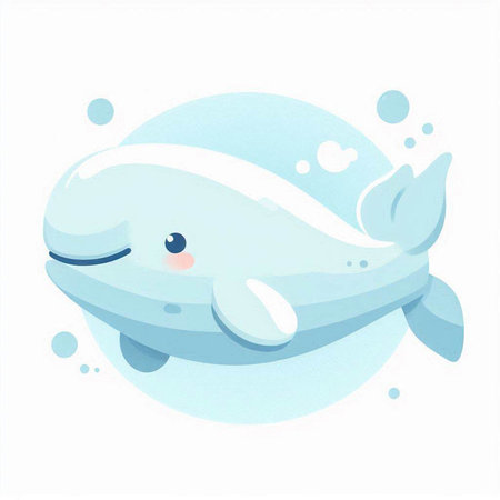 Cute cartoon baby whale on a white background. Vector illustration.のイラスト素材