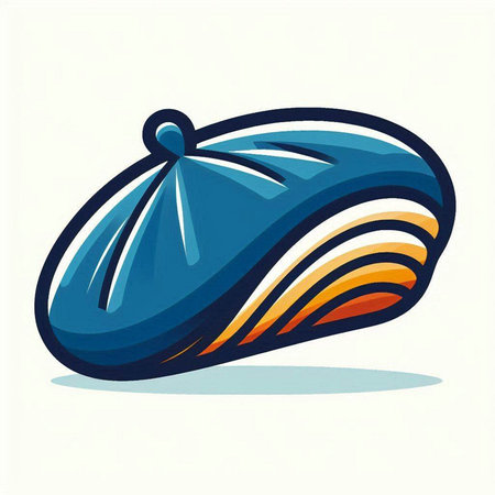 Illustration of a blue beret isolated on a white background.のイラスト素材