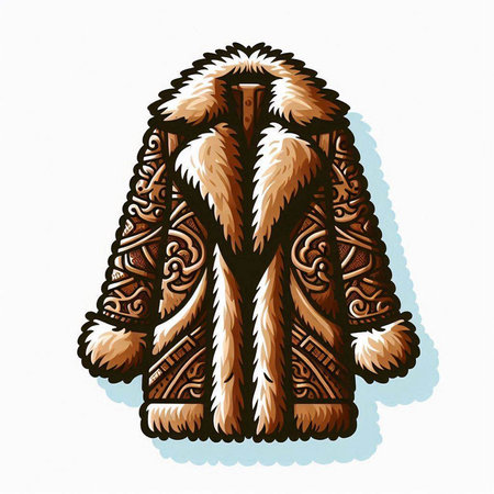 Viking fur coat. Vector illustration. Isolated on white background.のイラスト素材