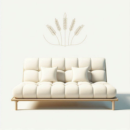 White leather sofa with pillows on white background. 3d renderのイラスト素材