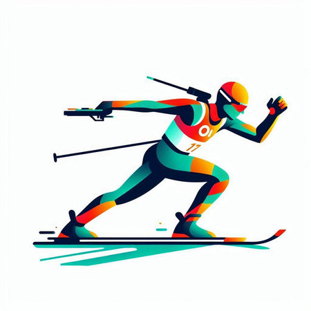 Skiing man vector illustration, sport and active lifestyle graphic.のイラスト素材