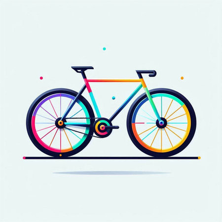 Colorful bicycle on a light background. Vector illustration in flat style.のイラスト素材