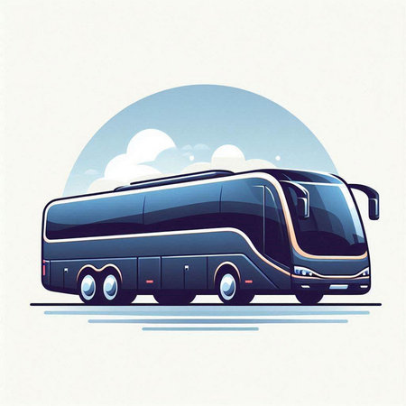 Bus on the road. Vector illustration, eps 10, no transparencyのイラスト素材