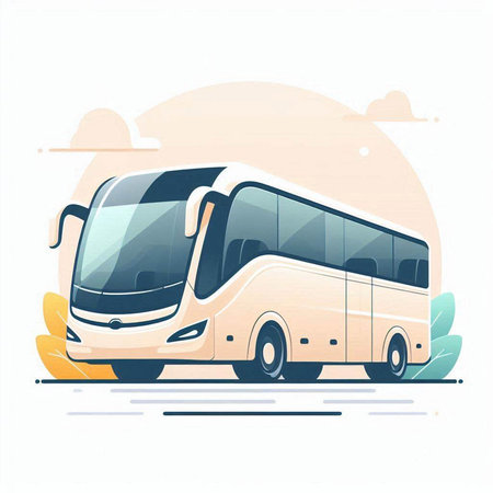 Bus. Transportation concept. Vector illustration in flat style. Design element.のイラスト素材