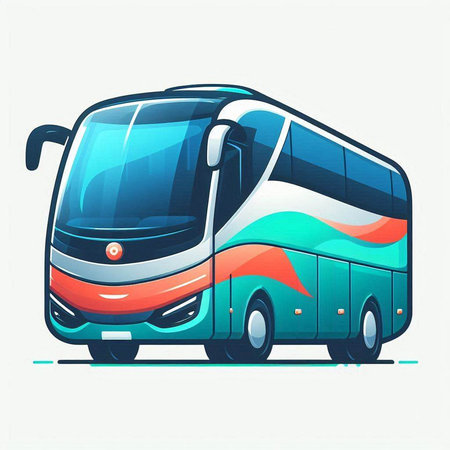 Vector illustration of bus in flat cartoon style. Isolated on white background.のイラスト素材