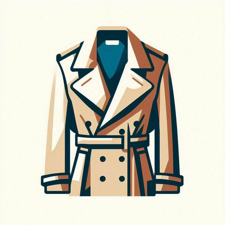Illustration of a coat with a belt. Vector illustration in retro style.のイラスト素材