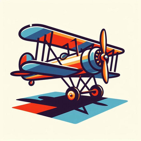 Vintage retro airplane. Vector illustration in retro comic style. Isolated on white backgroundのイラスト素材