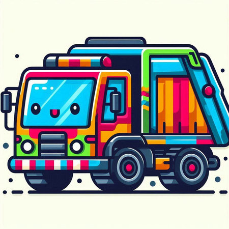 Vector illustration of a multicolored truck on a white background.のイラスト素材