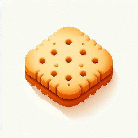 Illustration of a biscuit with holes on a white background.のイラスト素材