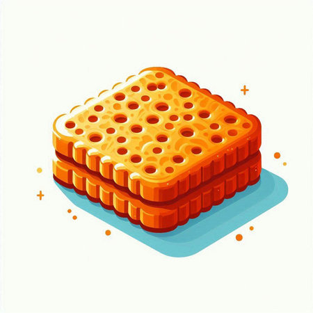 Illustration of a round biscuit isolated on a white background.のイラスト素材