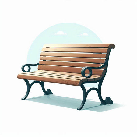 Wooden bench in the park on a white background. Vector illustration.のイラスト素材