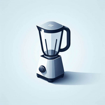 Illustration of a blender with shadow on a light blue background.のイラスト素材