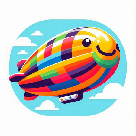 Colorful airship in the sky. Vector illustration for your designのイラスト素材