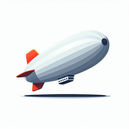 Airship. Isolated on white background. Vector cartoon illustration.のイラスト素材