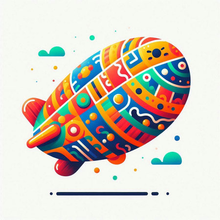 Airship with multicolored pattern. Colorful vector illustration.のイラスト素材
