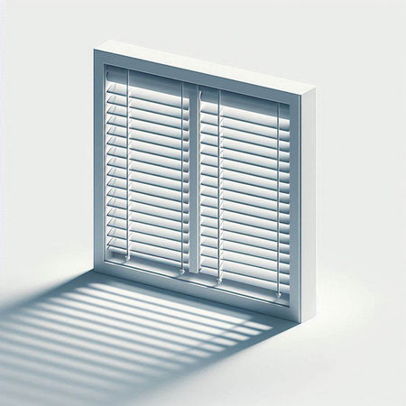 3d rendering of a window with blinds on a white backgroundのイラスト素材