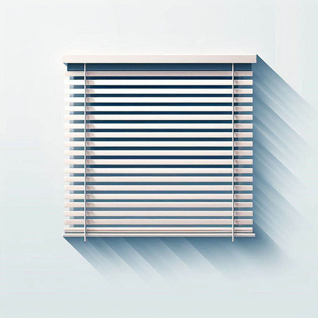 Illustration of window blinds with shadow on a white background.のイラスト素材