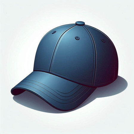Illustration of a blue baseball cap on a white background with shadowのイラスト素材
