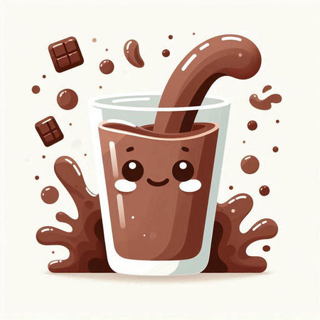 Chocolate milkshake with splashes of chocolate, vector illustrationのイラスト素材