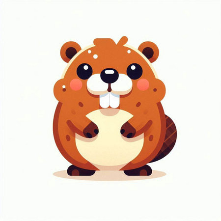 Cute cartoon beaver isolated on white background. Vector illustration.のイラスト素材