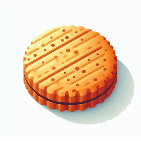 Round biscuit cake isolated on a white background. Vector illustration.のイラスト素材