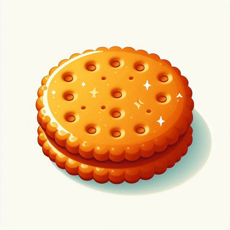 Illustration of a biscuit on a white background, vector illustrationのイラスト素材