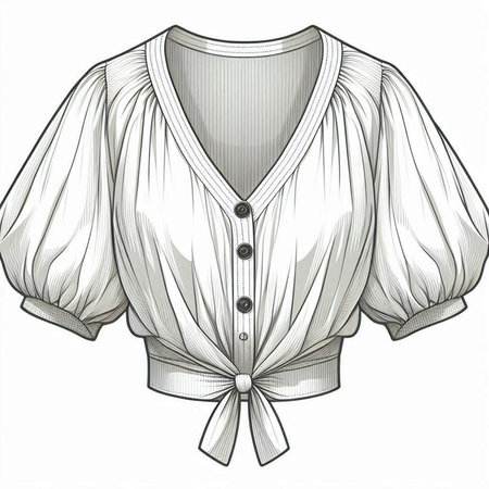 Women's blouse with a bow. Vector illustration on white backgroundのイラスト素材
