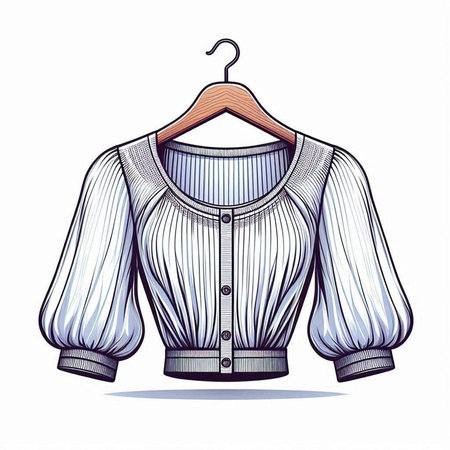 Women's blouse on a hanger. Vector illustration in sketch styleのイラスト素材