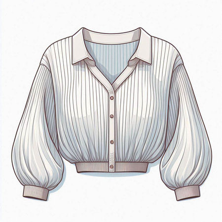 Illustration of a white blouse with long sleeves on a white backgroundのイラスト素材