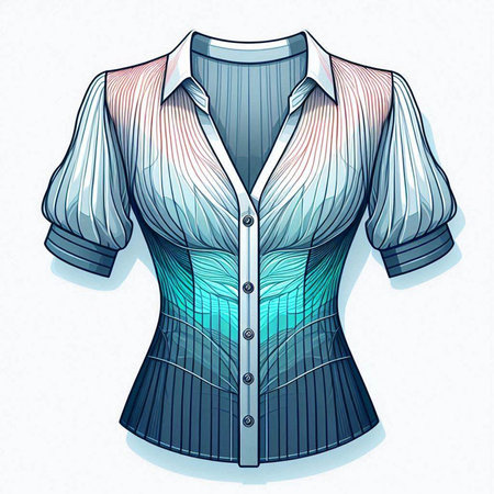 Women's blouse in the form of a cross-section. Vector illustration.のイラスト素材