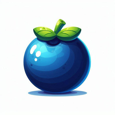 Blueberry with leaves on a white background. Vector illustration of blueberry.のイラスト素材