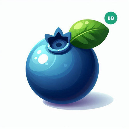 Blueberry with leaf isolated on white background. Vector illustration. Eps 10.のイラスト素材