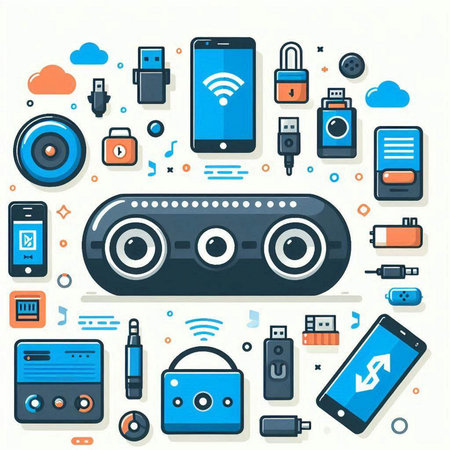 Electronic devices, gadgets and gadgets. Vector illustration in flat styleのイラスト素材
