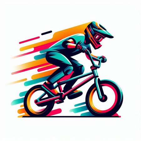 Cyclist riding a bicycle, extreme sport, vector illustration.のイラスト素材