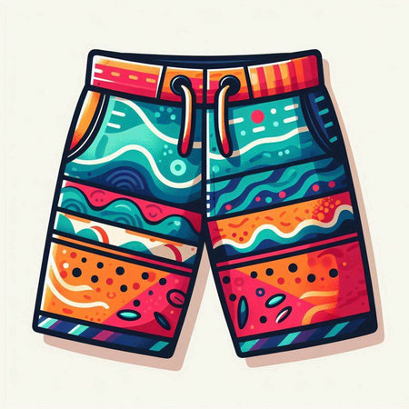 Swimming trunks. Vector illustration. Isolated on white background.のイラスト素材
