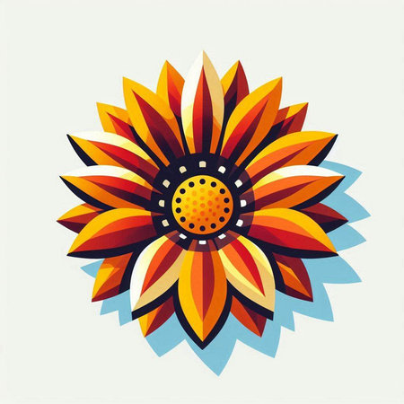Illustration of a sunflower in retro style. Vector illustration.のイラスト素材