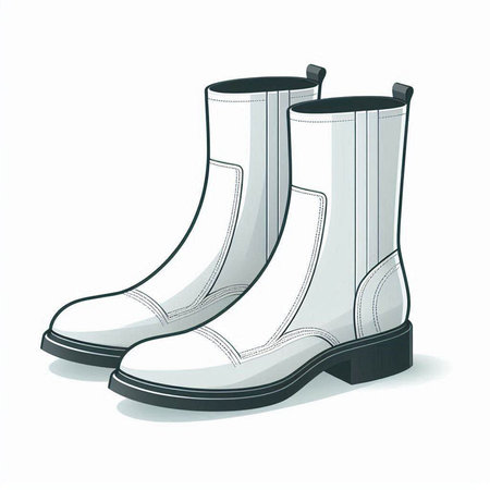Vector illustration of a pair of white rubber boots on a white backgroundのイラスト素材