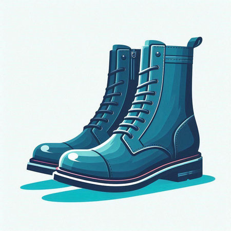 Vector illustration of a pair of winter boots on a white background.のイラスト素材