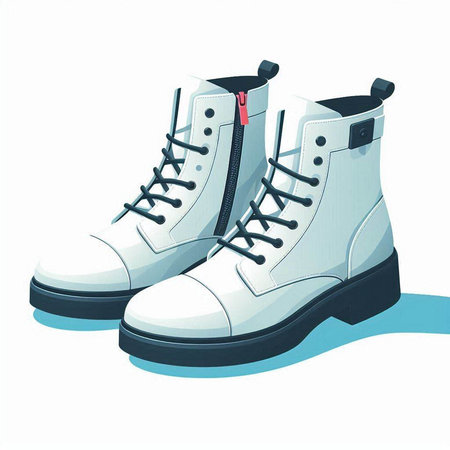 White winter boots isolated on a white background. Vector illustration. Eps 10.のイラスト素材