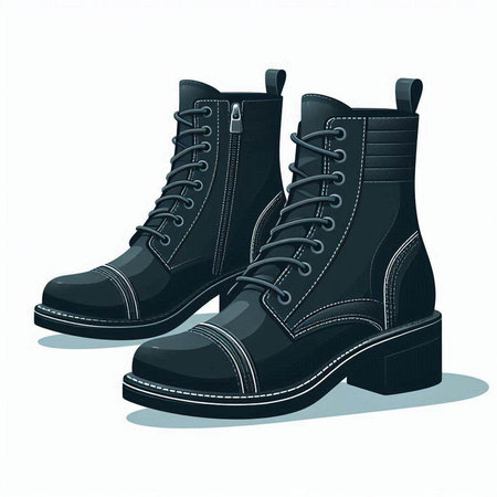 Black boots isolated on white background. Vector illustration. Eps 10.のイラスト素材