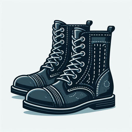 Hiking boots. Vector illustration of a pair of hiking boots.のイラスト素材