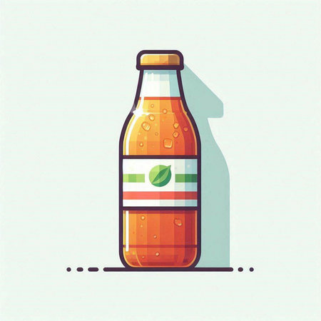 Bottle of fresh juice. Vector illustration in flat design style.のイラスト素材