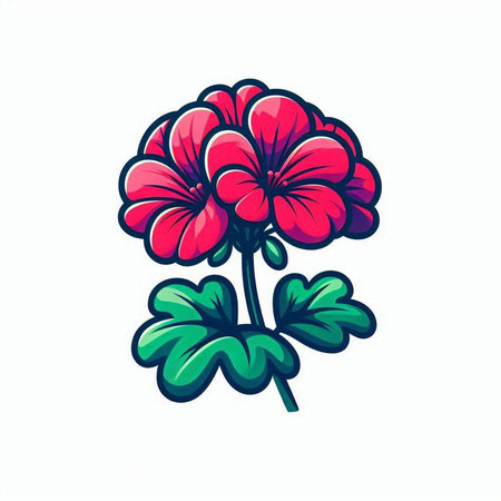 Geranium flower vector icon isolated on white background. Vector illustration.のイラスト素材