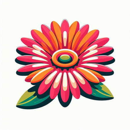 Vector illustration of a red gerbera on a white background.のイラスト素材
