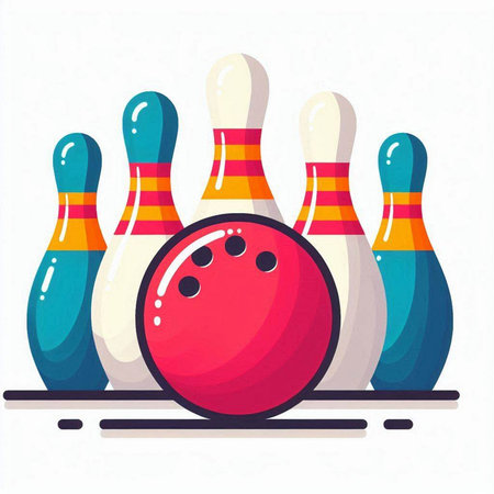 Bowling icon. Vector illustration in flat cartoon style. Isolated on white background.のイラスト素材
