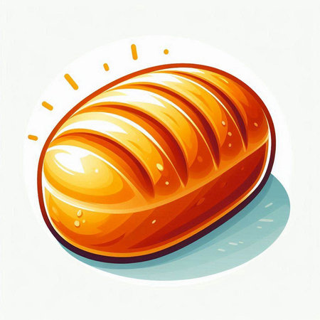 Illustration of a freshly baked loaf of bread on a white backgroundのイラスト素材
