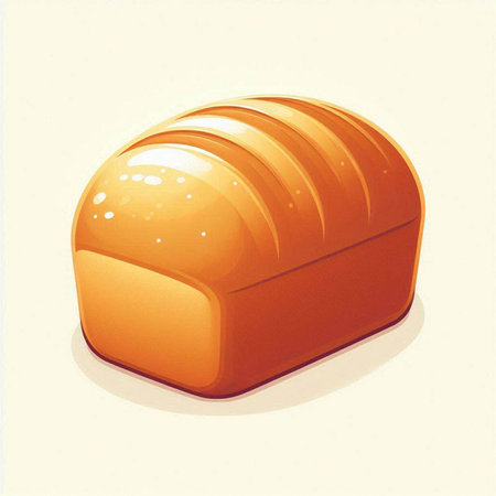 Illustration of a loaf of bread on a white background with shadowのイラスト素材