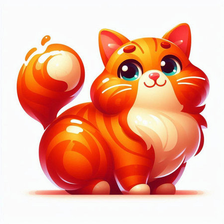 Cute red cat on a white background. Vector illustration for your designのイラスト素材