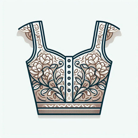Vector illustration of a corset with floral pattern. Vector illustration.のイラスト素材